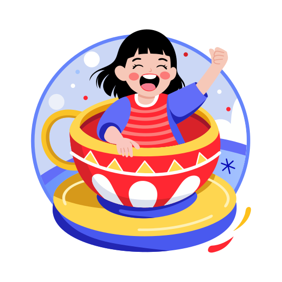 Mug Ride, Amusement, Laughter, Entertainment, Enjoying illustration