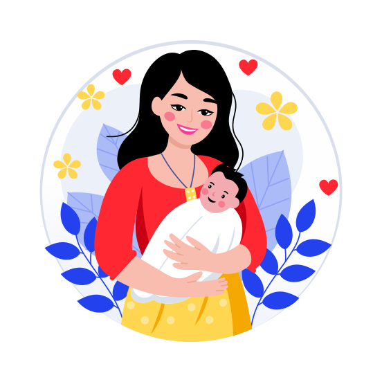Newborn Celebration, Infant, Motherhood, Happiness, Smiling illustration