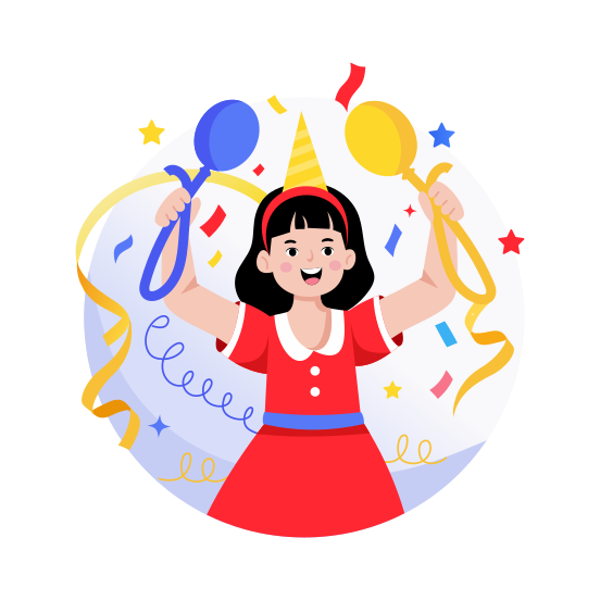 Party, Celebration, Confetti, Festive, Smiling illustration