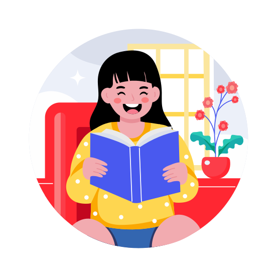 Reading Book, Novel, Hobby, Activity, Happy illustration