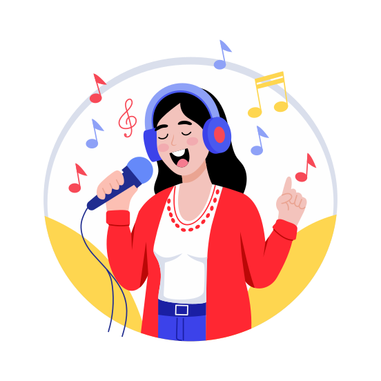 Singing, Music, Entertainment, Karaoke, Joyful illustration