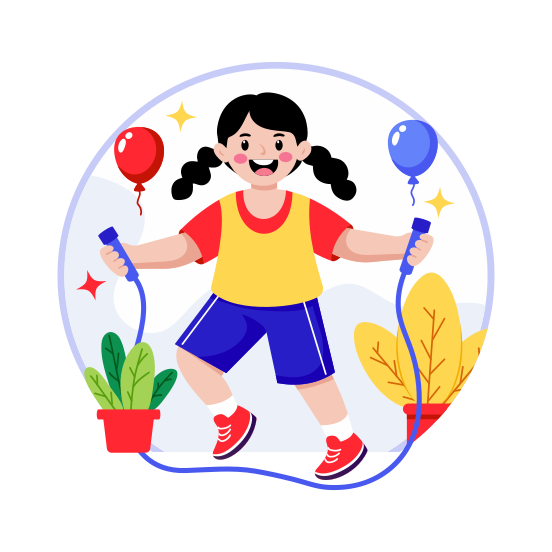 Skipping, Outdoor, Fun, Activity, Happy illustration