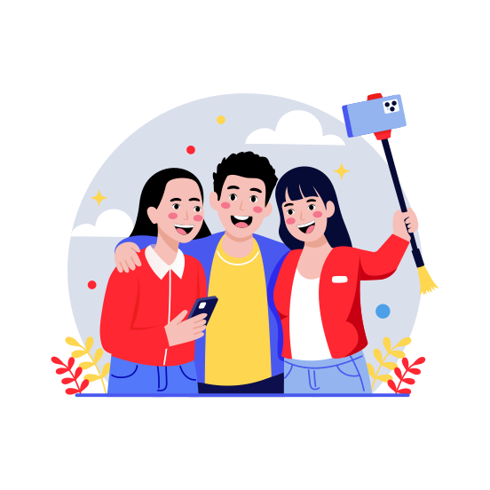 Taking Picture, Selfie, Photography, Memories, Friends illustration