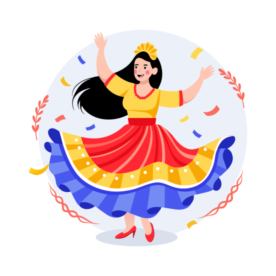 Twirling, Dancing, Festive, Cultural, Joyful illustration