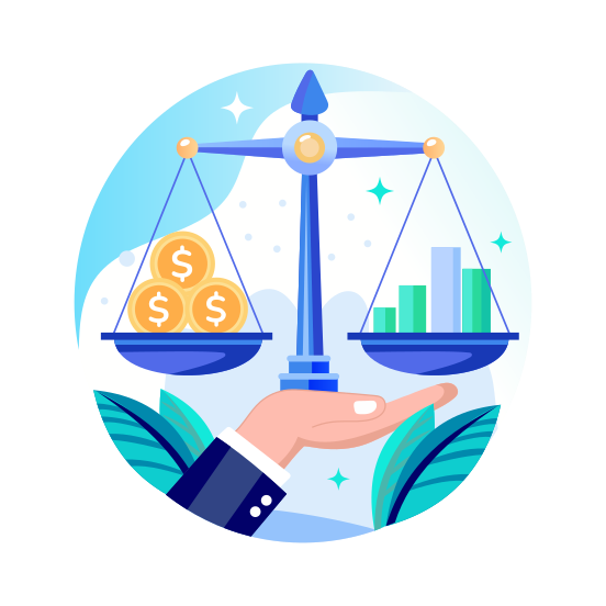 Balancing Money, Scales, Weighing, Equilibrium, Finance illustration