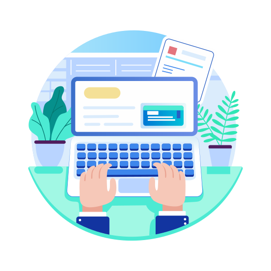 Checking Balance, Typing, Account, Keyboard, Finance illustration