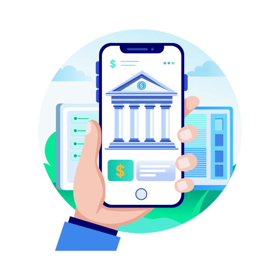 Digital Banking, Browsing, Account, Finance, Mobile App illustration