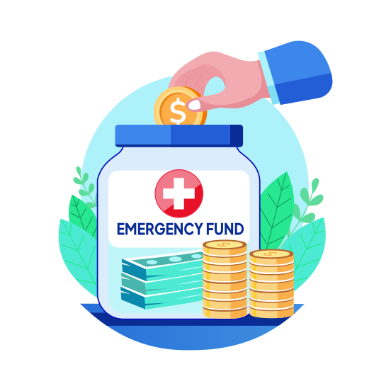 Emergency Fund, Savings, Budget, Wealth, Finance illustration