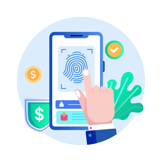 Fingerprint Pay, Biometric, Authentication, Verification, Transaction, illustration