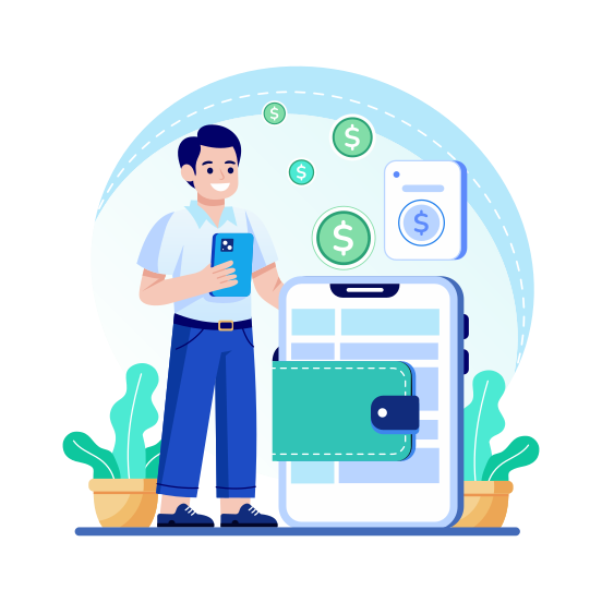 Mobile Wallet, Ewallet, Money, Savings, Finance illustration