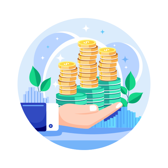Stacking Coins, Accumulation, Savings, Wealth, Money illustration