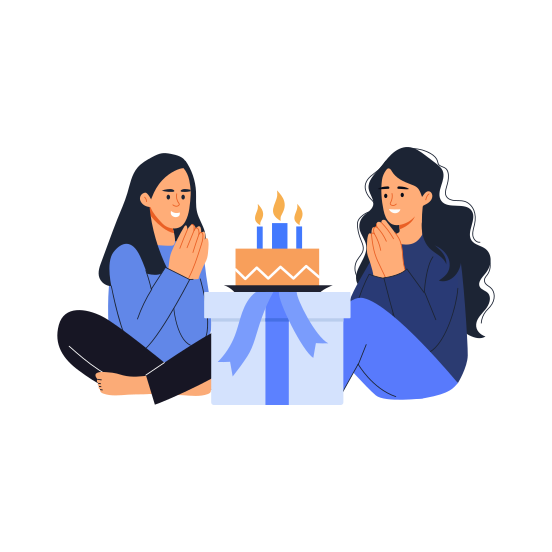 Birthday Surprise, Gift, Celebration, Friends, Bff illustration