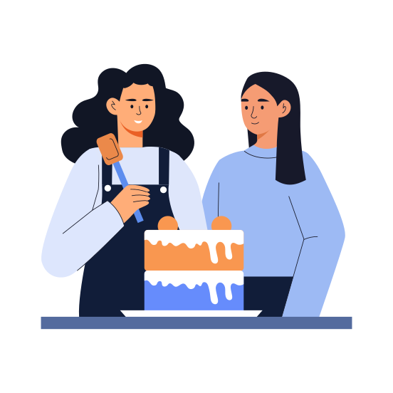 Cake Decorating, Frosting, Dessert, Friends, Bff illustration