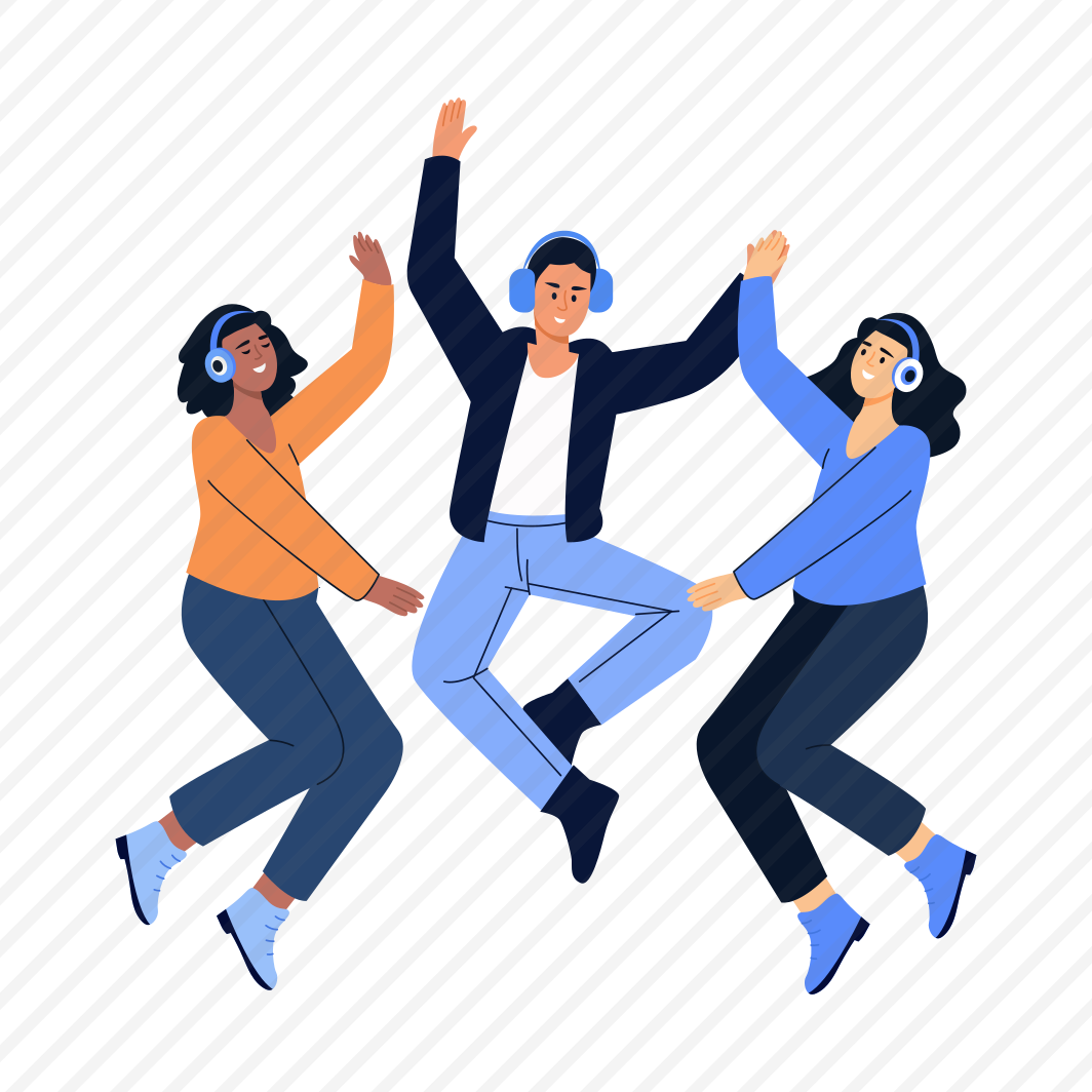 Dancing Together, Jumping, Enjoying, Friends, Bff, preview