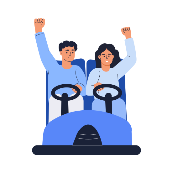 Driving Together, Adventure, Travelling, Friends, Companion illustration