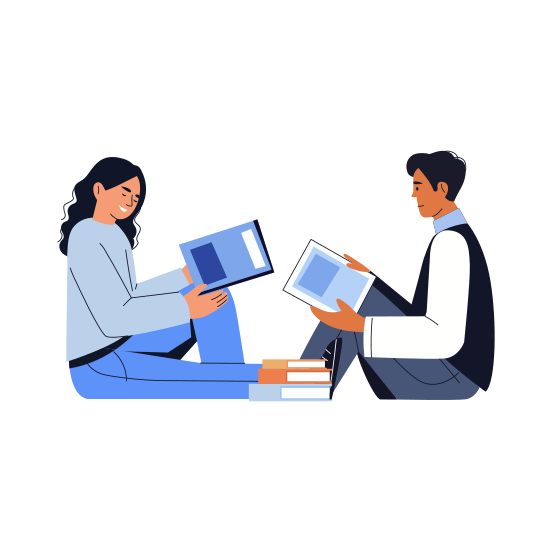 Exchanging Books, Sharing, Bonding, Friends, Bff illustration