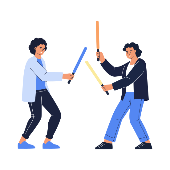 Fighting, Combat, Battle, Friends, Bff illustration