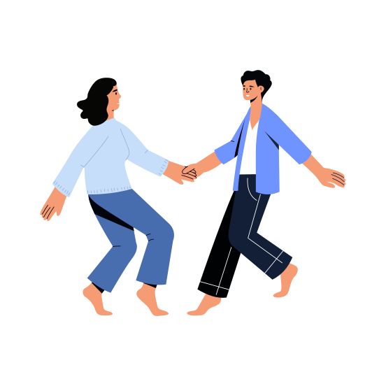 Friends Dancing, Enjoying, Happy, Bff, Companion illustration