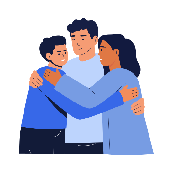 Friends Hug, Cuddling, Affection, Friendship, Buddies illustration