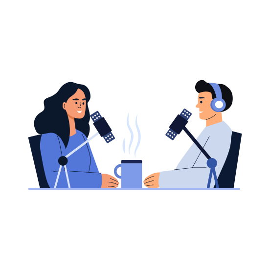 Hosting Podcast, Communication, Discussion, Recording, Friends illustration