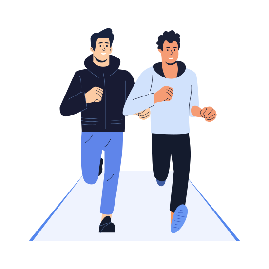 Jogging Buddies, Running, Friends, Bff, Companion illustration