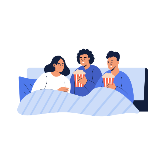 Movie Night, Entertainment, Watching, Friends, Bff illustration