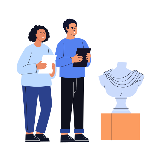 Museum Tour, Exhibition, Exploring, Friends, Bff illustration