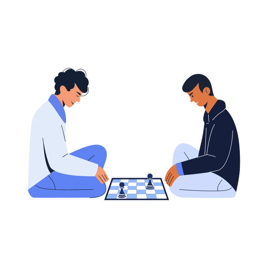 Playing Chess, Game, Hobby, Friends, Companion illustration