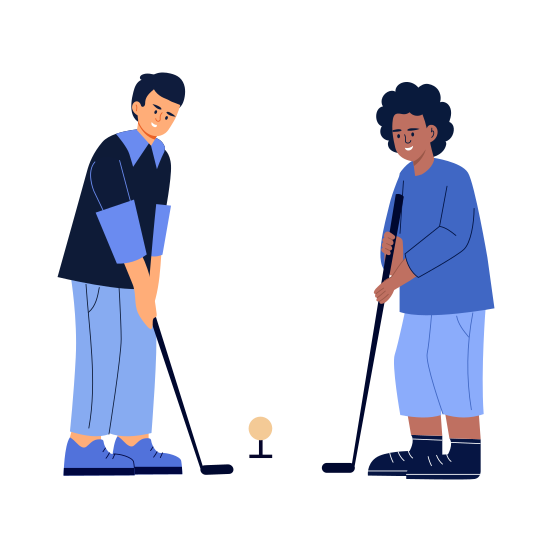 Playing Golf, Sport, Leisure, Activity, Friends illustration