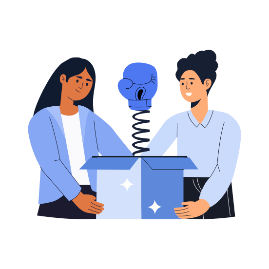 Prank Box, Surprise, Fun, Friendship, Friends, illustration