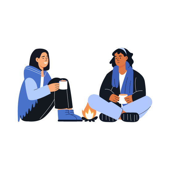Quality Time, Gossiping, Camping, Friends, Bff illustration