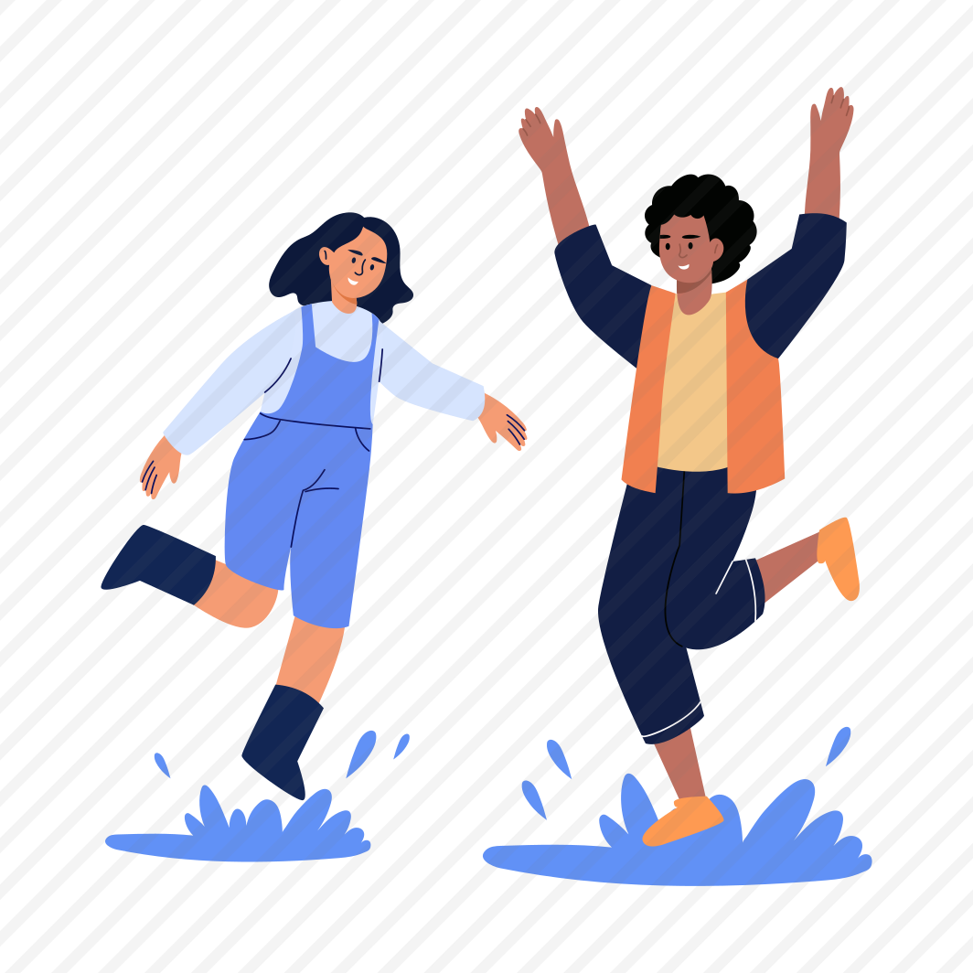 Rain Puddles, Jumping, Splashing, Happy, Friends preview