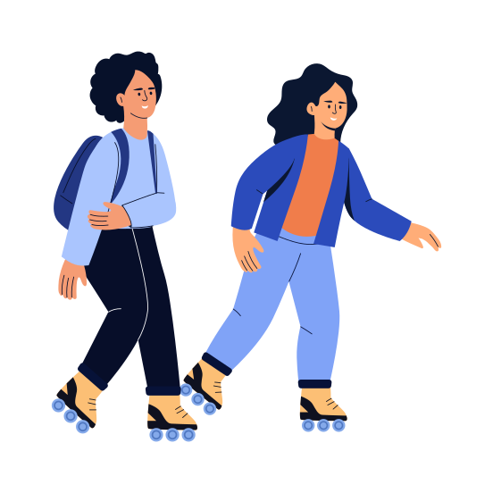 Rollerblading, Skating, Activity, Friends, Companion illustration