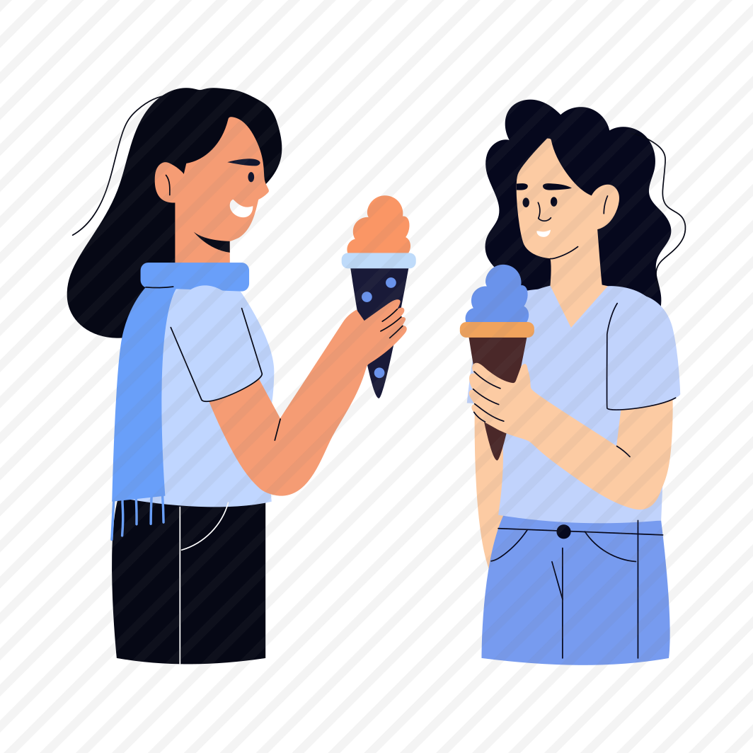 Sharing Food, Dessert, Ice Cream, Enjoying, Friends, preview