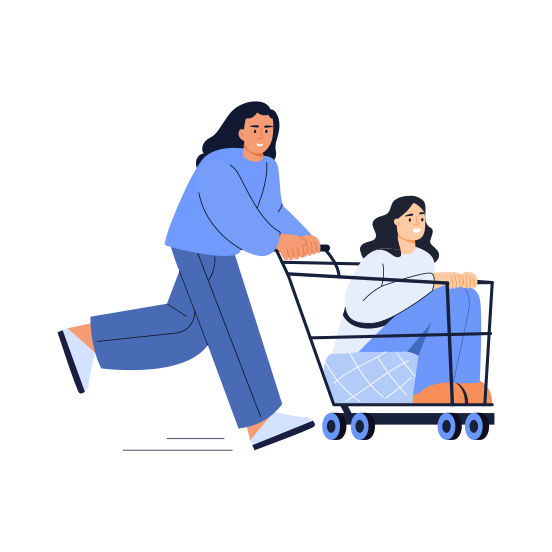 Shopping Fun, Laughing, Fun, Friends, Bff illustration
