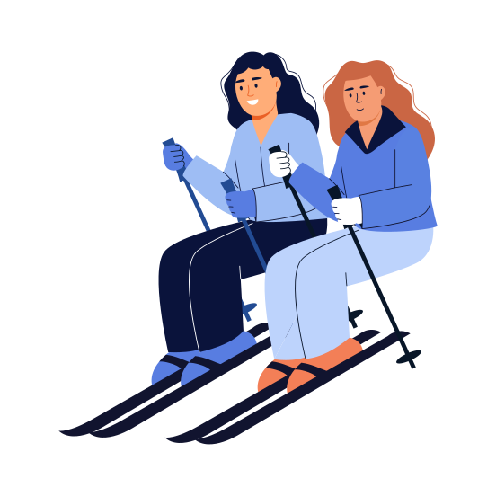 Skiing, Sport, Adventure, Friends, Bff illustration