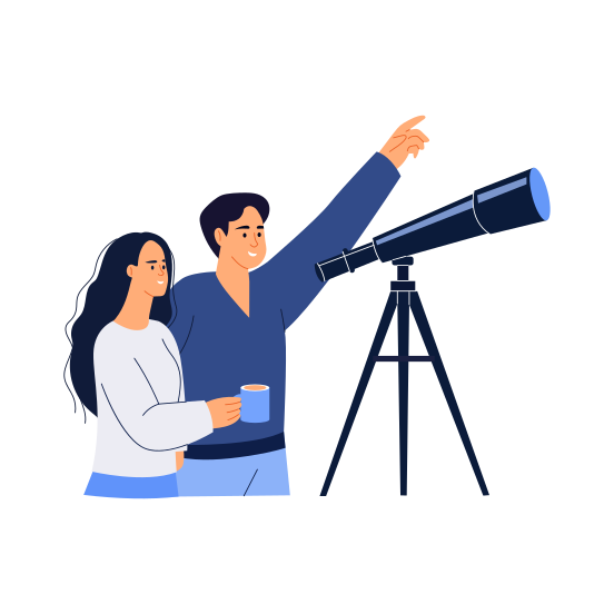 Stargazing, Observation, Friends, Bff, Companion illustration