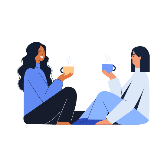 Tea Gossip, Talking, Laughing, Friends, Bff illustration