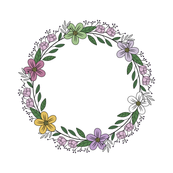 Circular Wreath, Hanging, Floret, Blooming, Nature, illustration