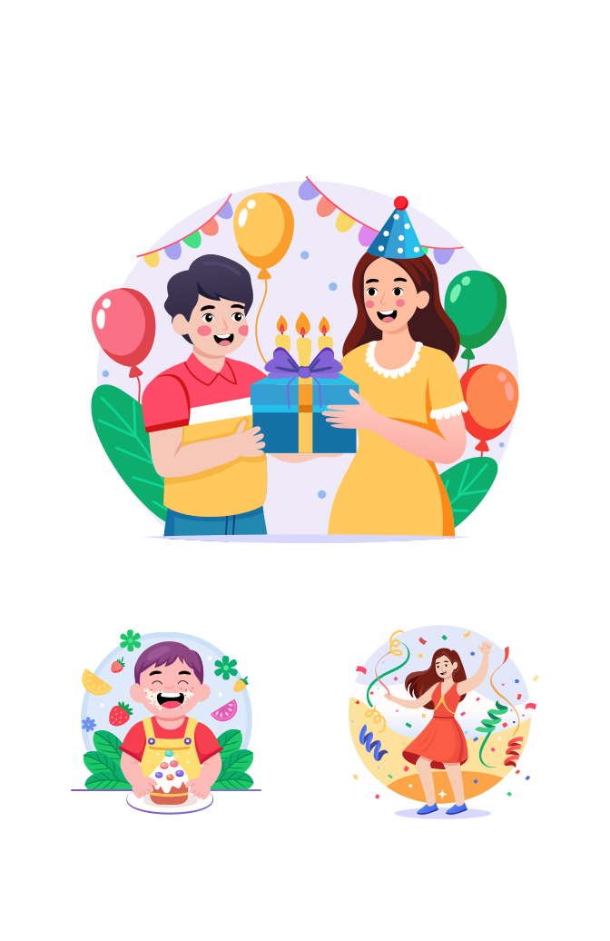 Birthday Illustration Art Set Large Set Preview