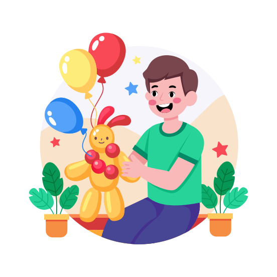 Balloon Animal, Handcraft, Entertainment, Joyful, Celebration, illustration