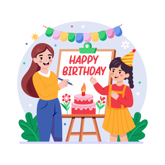 Birthday Board, Signboard, Decoration, Celebration, Party illustration