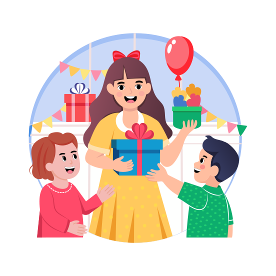 Birthday Gifts, Souvenirs, Surprise, Celebration, Party illustration