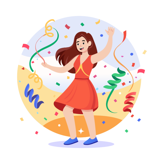 Birthday Party, Celebration, Cheerful, Confetti, Enjoying illustration