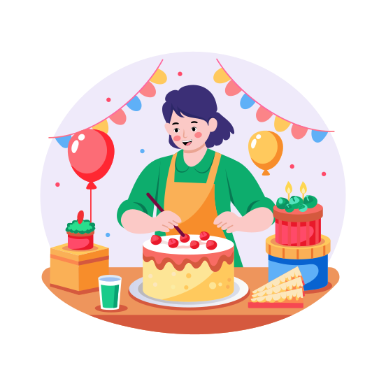 Cake Decor, Frosting, Creativity, Birthday, Dessert, illustration