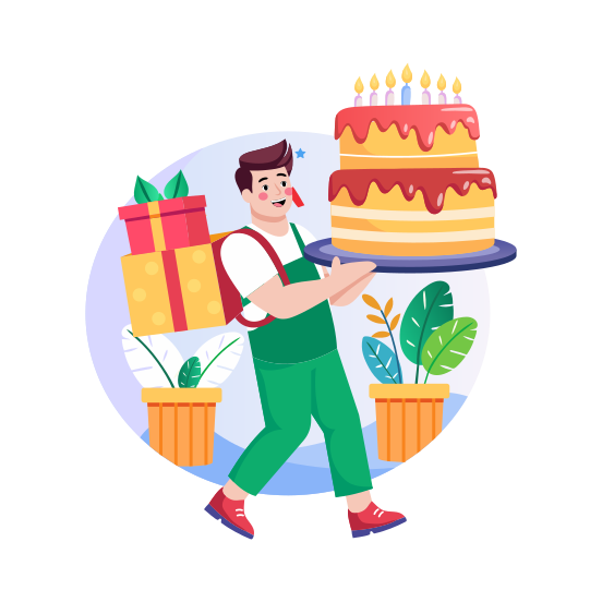 Carrying Cake, Confectionery, Birthday, Dessert, Celebration, illustration