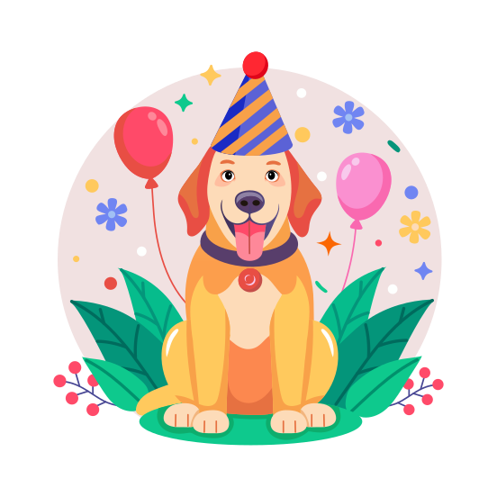 Dog Party, Birthday, Celebration, Animal, Happy illustration