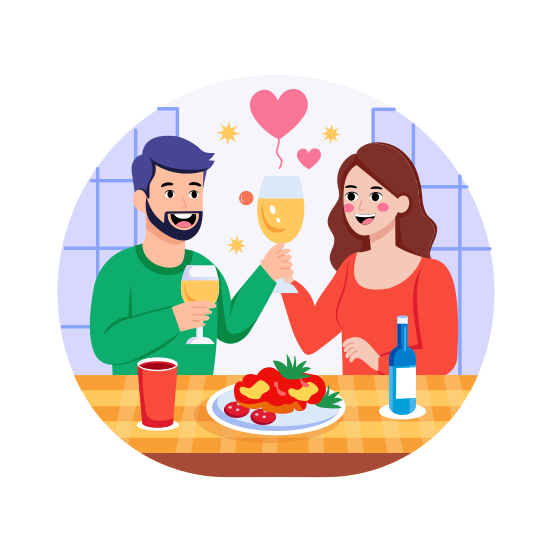 Drink Celebration, Cheering, Beverage, Couple, Party illustration