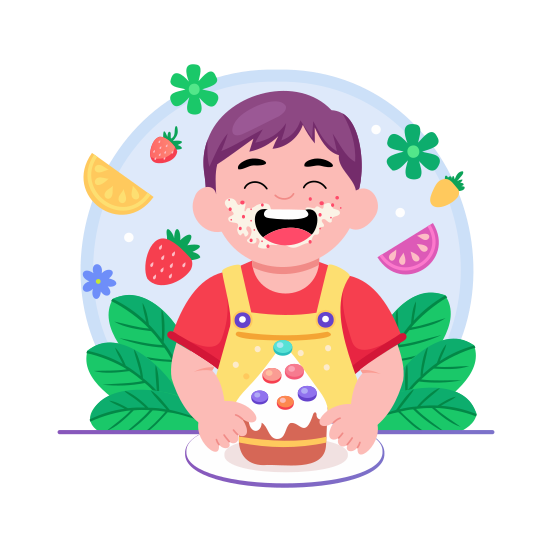 Eating Cupcake, Confectionery, Sweet, Dessert, Food illustration