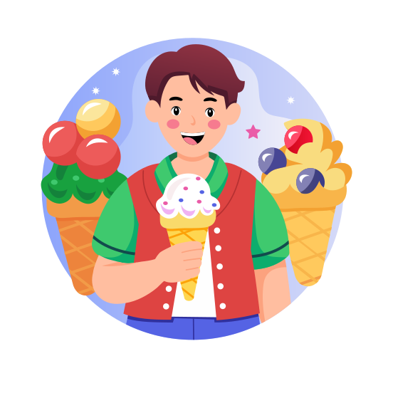 Ice Cream, Sweet, Dessert, Confectionery, Food illustration
